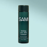 aha bha exfoliator by SAMI refining exfoliator with lactic acid salicylic acid and pineapple extract for smoother clearer skin.