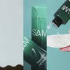 Hydrating cleanser, refining AHA + VHA Exfoliator and nourishing oil cleanser from Sami skin in use.