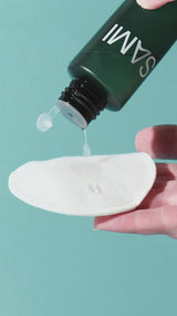 SAMI Organic Cotton and Bamboo Reusable Rounds with cleanser in use